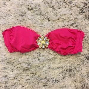 Victoria Secret Swim Pink Bandeau with Jewel - L